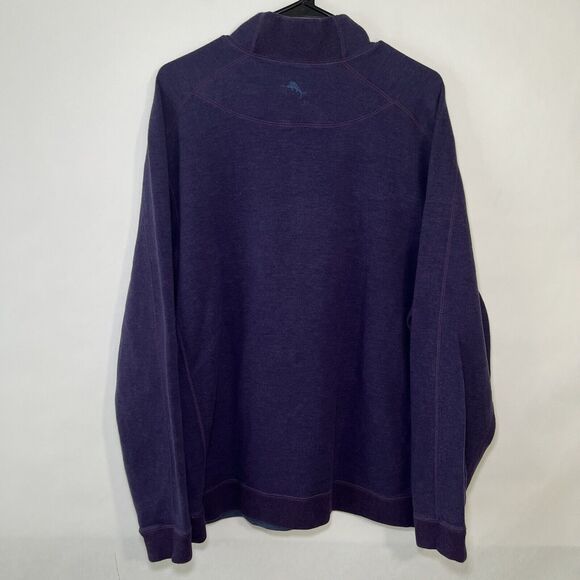 Tommy Bahama 1/4 Zip Pullover Sweater Mens Size XL Purple Cotton Tencel Blend - Picture 8 of 10